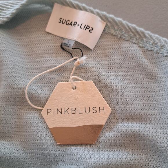 Sugar Lips One Shoulder MIdi Dress Large Light Sage NWT 30% Cotton. Minimalist.. - Picture 4 of 10